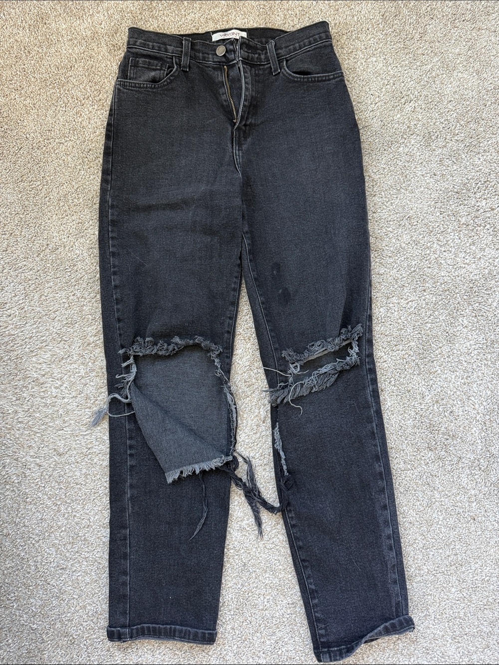 High-Rise Black Distressed Women's Jeans-stretchy